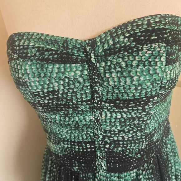 Moulinette Soeurs Grn/Blk Reptile Print Strapless Maxi Dress, EUC, Sz. 4 - Picture 6 of 8